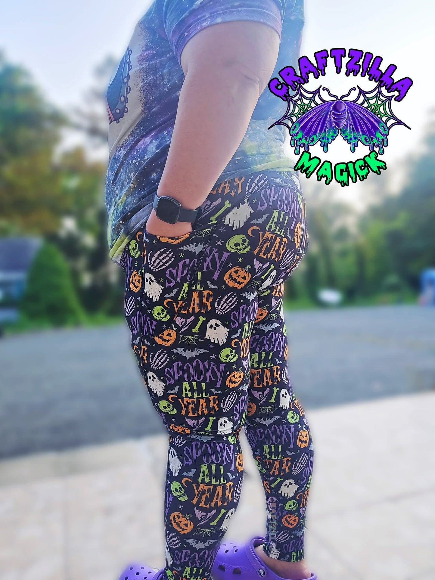 Purple Sleepy Dragon Magickal Pocket Leggings (RTS)