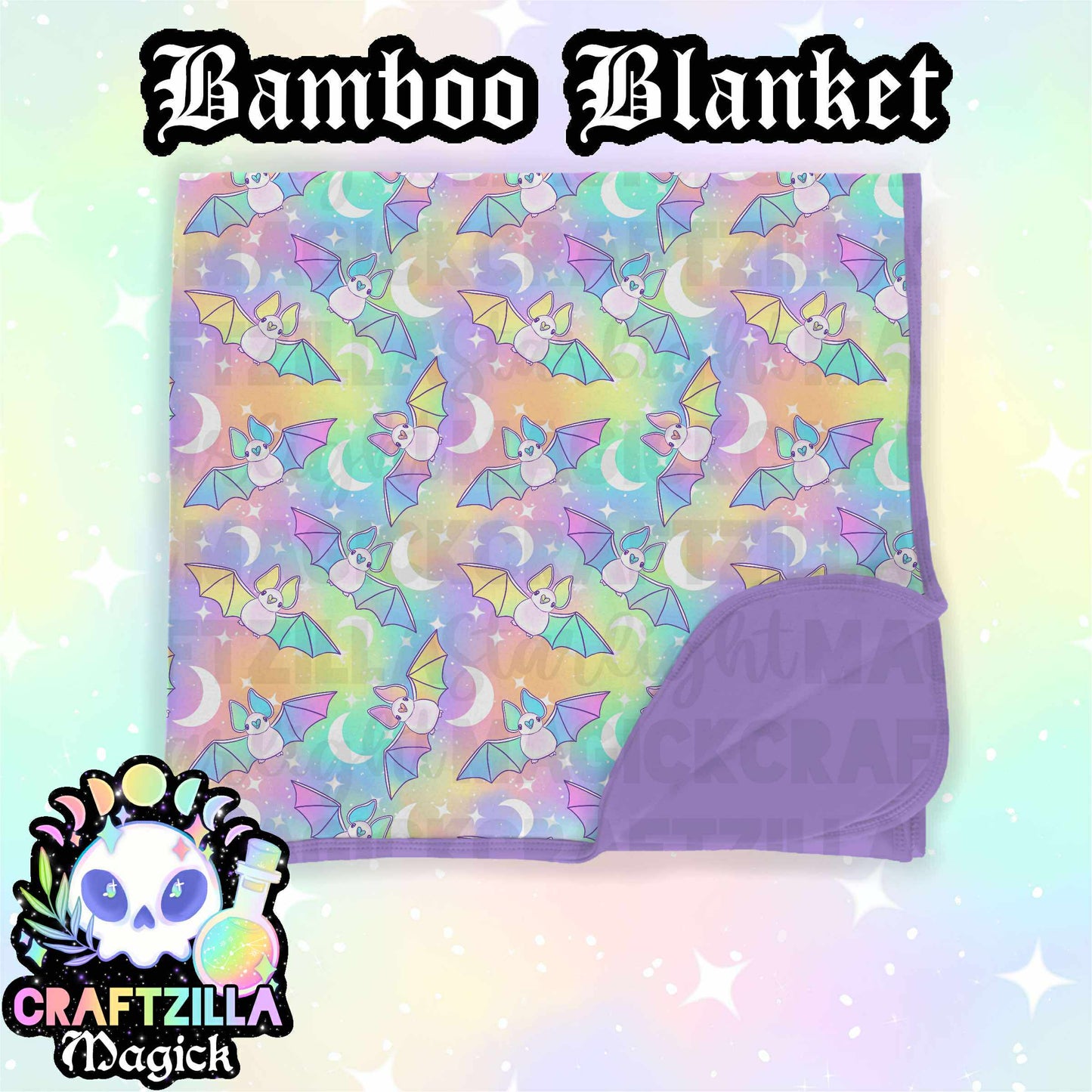 Pastel Bats OG bamboo blanket 50x50