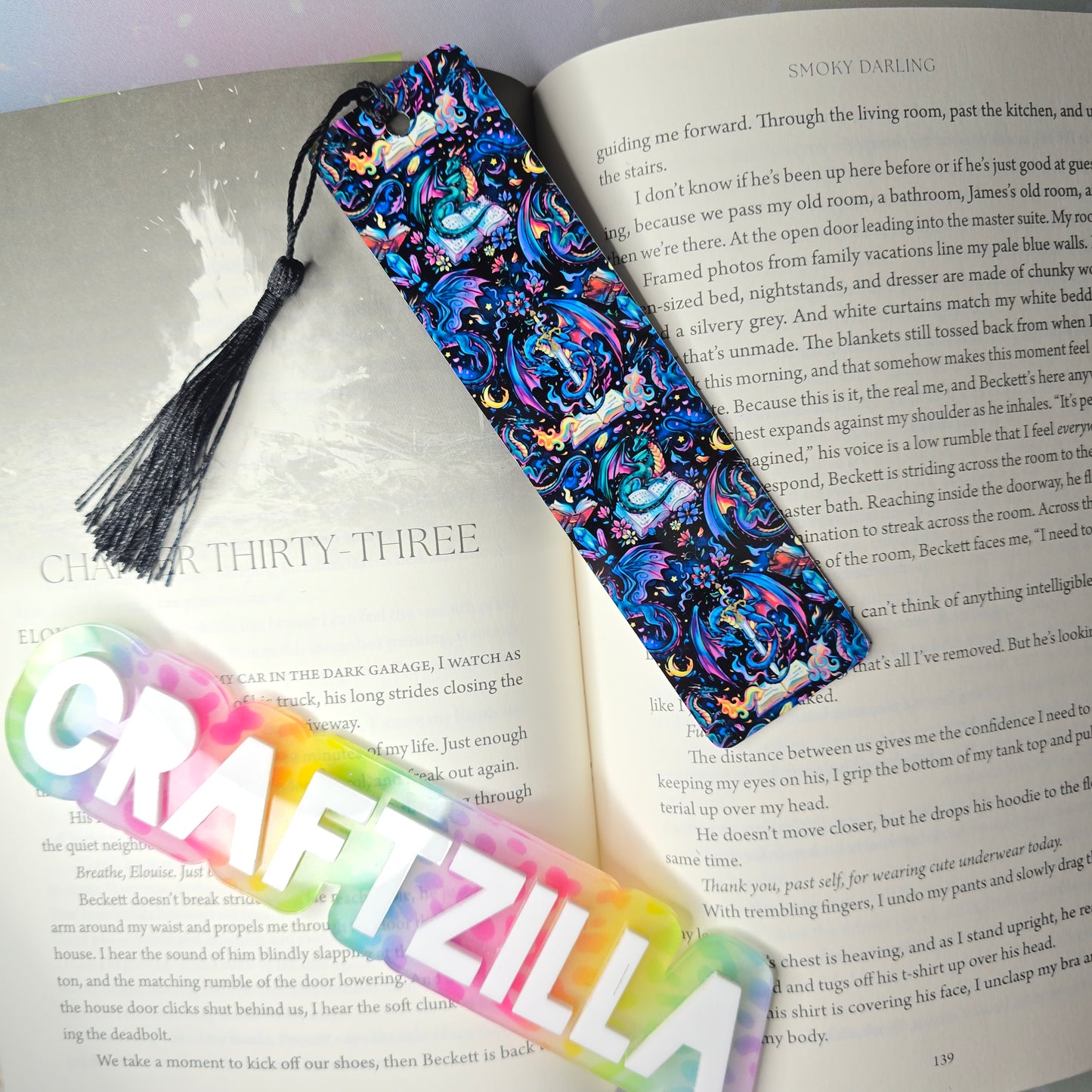 Metal Bookmark - Dragon Trio (blue)