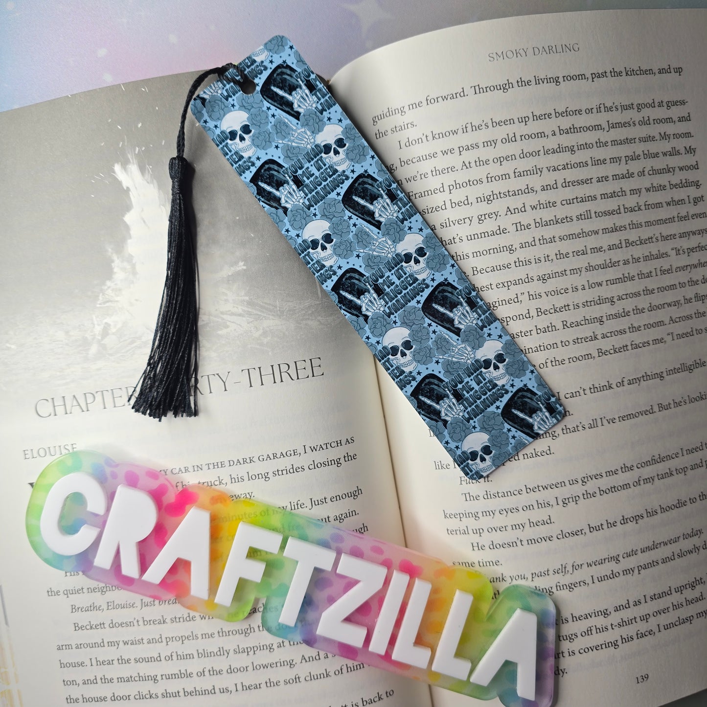 Metal Bookmark - Trigger Warnings (gray)