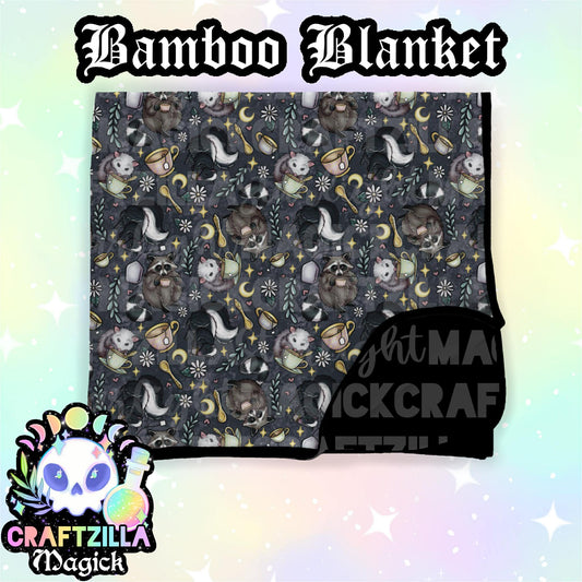Charcoal Trashy Teas bamboo blanket 50x50 RTS