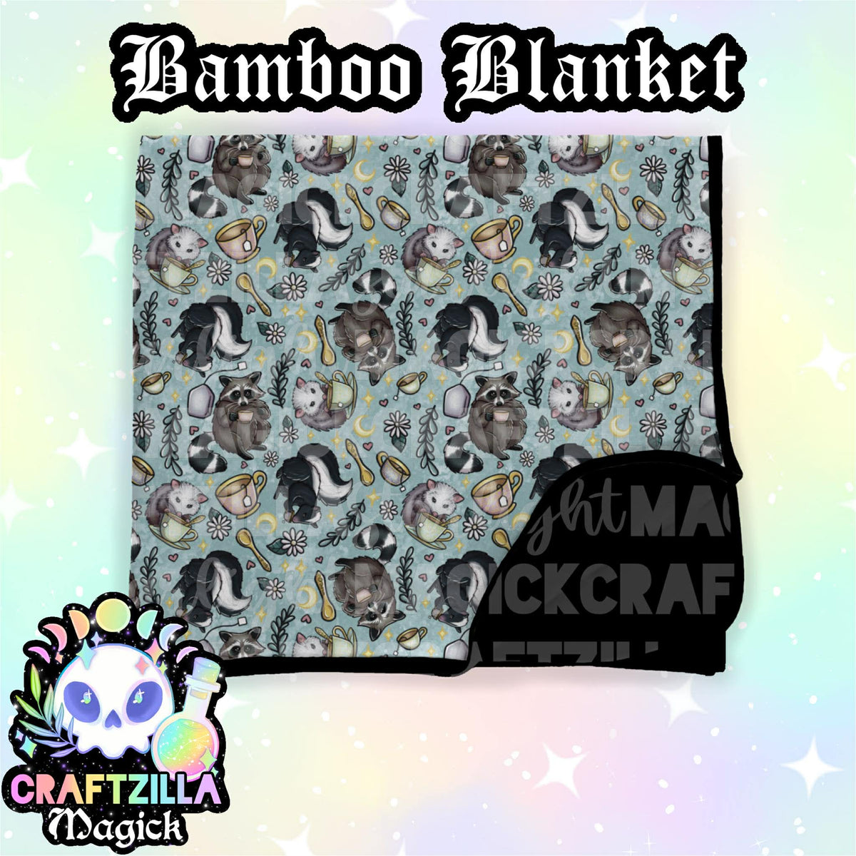 Mint Trashy Teas bamboo blanket 50x50 RTS