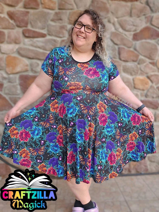 Dark Side of the Bloom Twirl Dress (with pockets) *preorder*