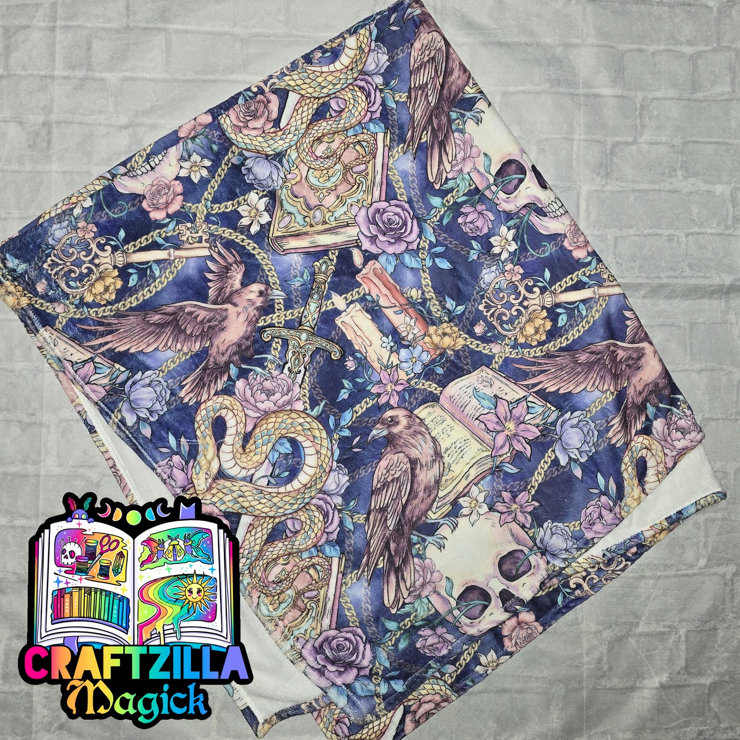 Whimsy Skellie Bookish 50x60" Plush Throw Blanket RTS