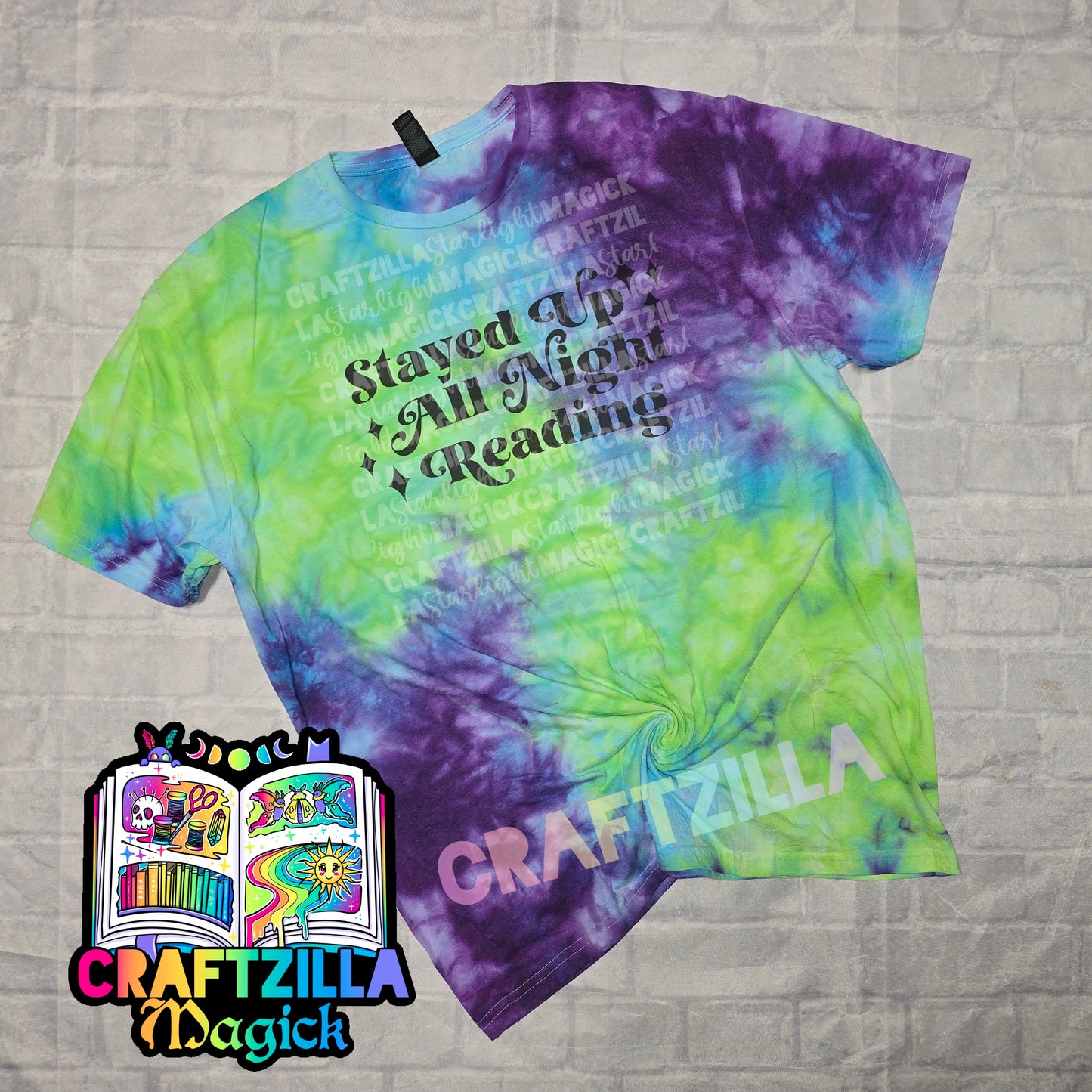 XL Stayed Up All Night Reading unisex dyed tee