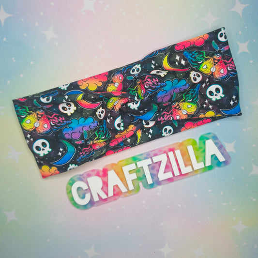 Twist Headband - rainbow goth moth
