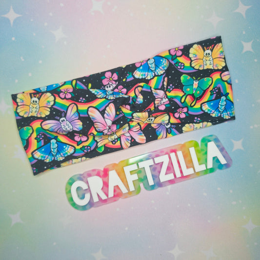 Twist Headband - rainbow cutie moths