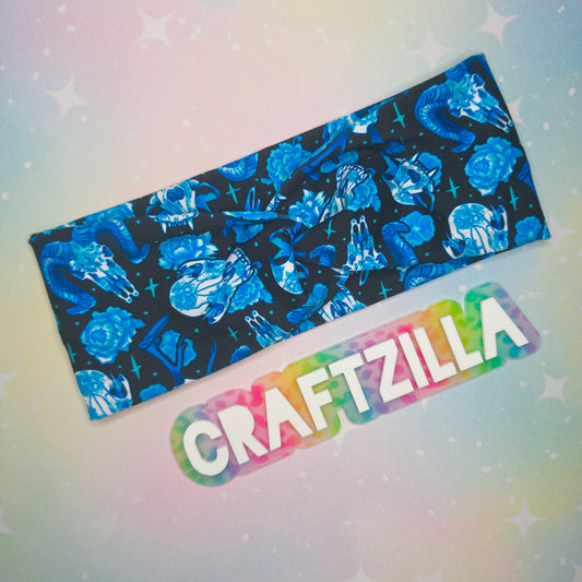 Twist Headband - blue porcelain bones