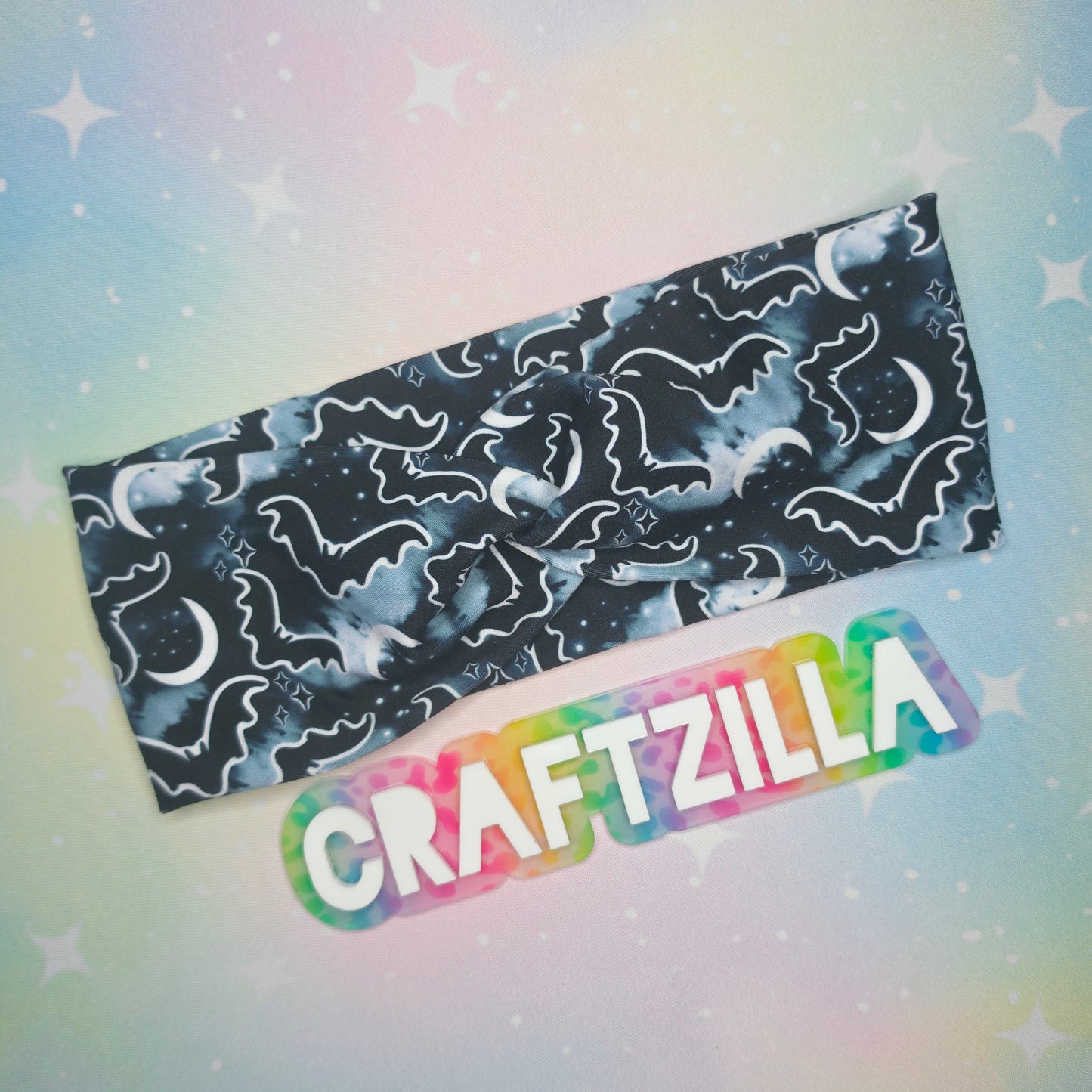Twist Headband - monochrome bats