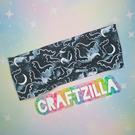 Twist Headband - monochrome bats